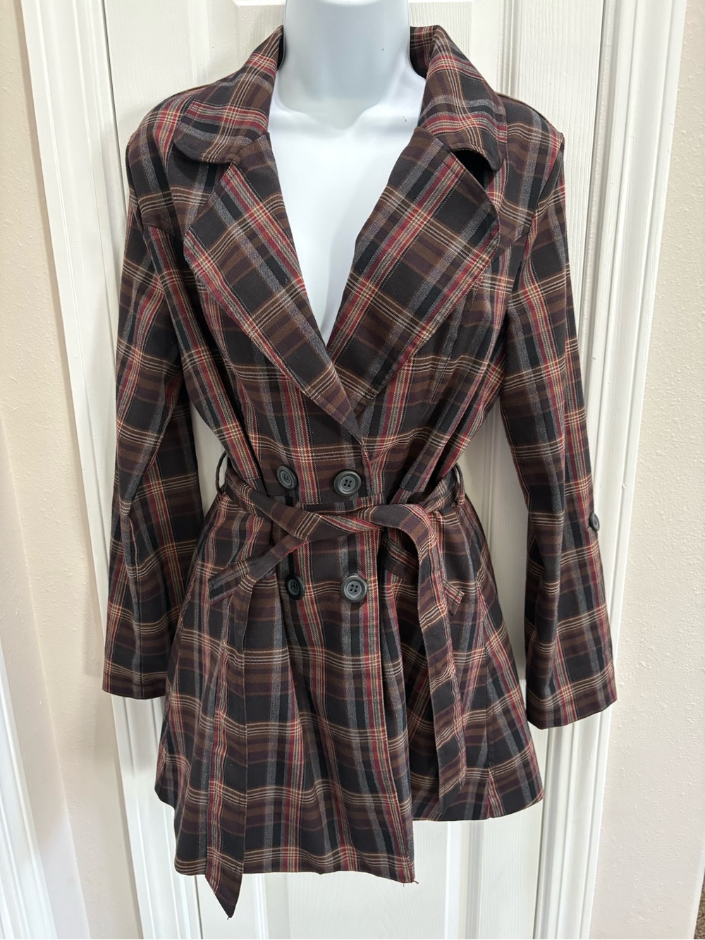 Better Be Plaid Trench Coat